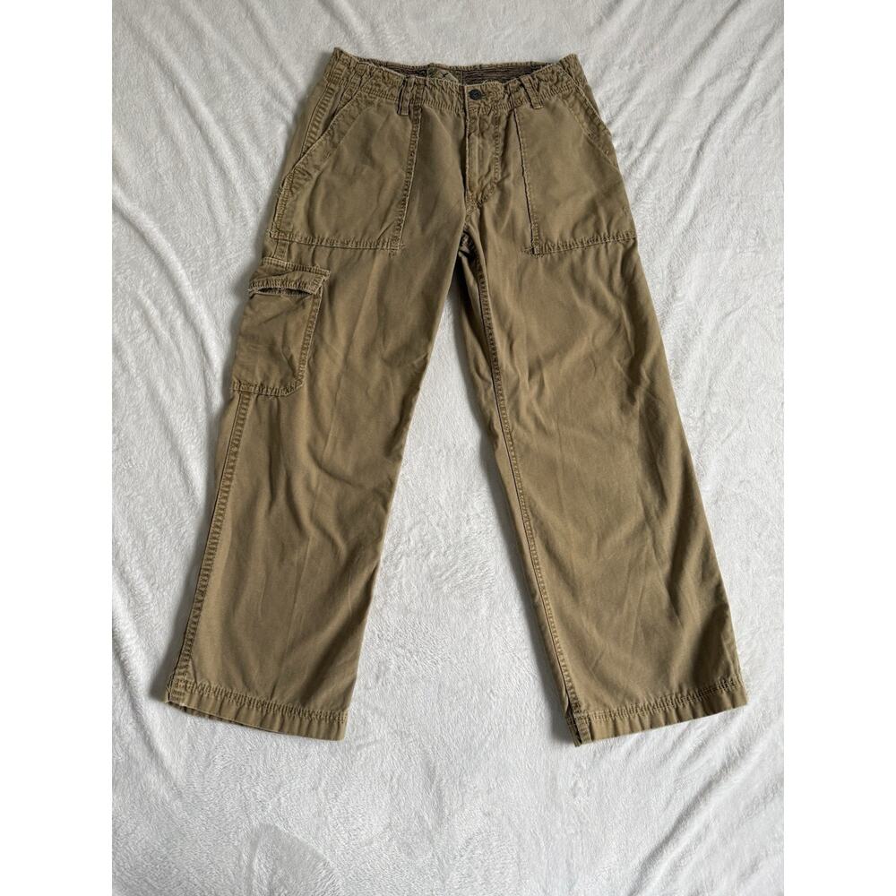 Vintage Y2K American Eagle Cargo Pants Mens AE-3 Tan Wide Leg Baggy Skater 36x32